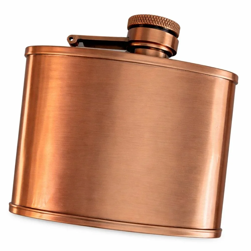 Harley Davidson Copper Hip Flask Embossed Logo Stainless Steel Biker Barware